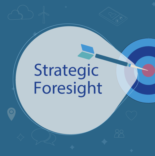 Strategic foresight written in a speech bubble